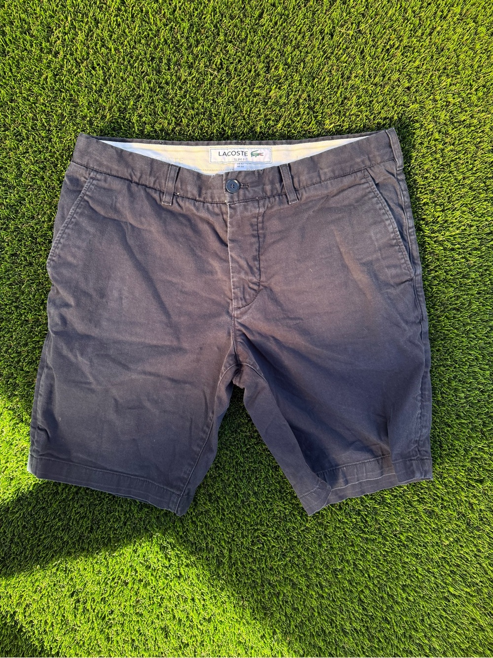 Lacoste Men's Dark Navy Flat Front Cotton Shorts